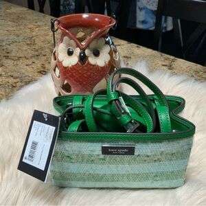 NWT Kate Spade Green and Blue Crossbody Bag with Striped Design